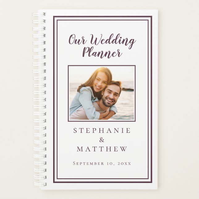 Agenda Casamento Roxo Cassis Foto Simples Personalizada & (Frente)