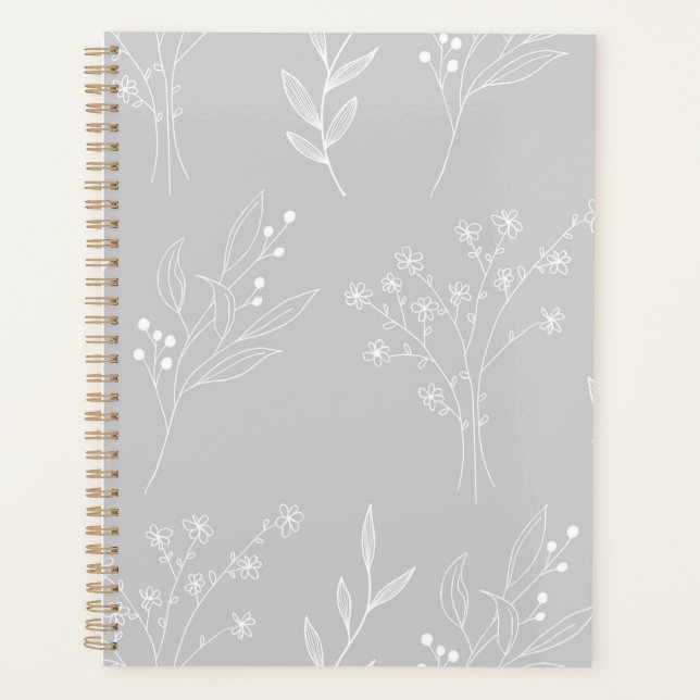 Agenda Casamento Silver White Floral Boho (Frente)