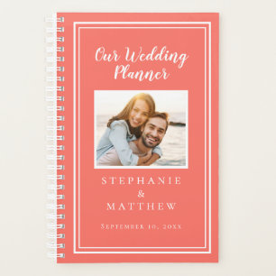 Agenda Casamento Simples Coral e Branco com Foto Personal