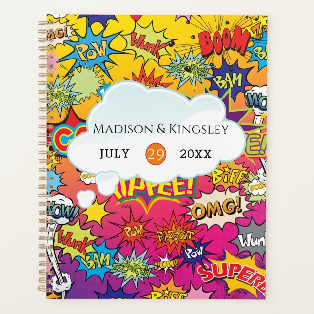 AGENDA CASAMENTO SUPER POP ART DE QUADRINHOS (Frente)