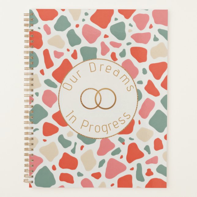 Agenda Casamento Terrazzo & Ouro | Celebração Moderna e D (Frente)