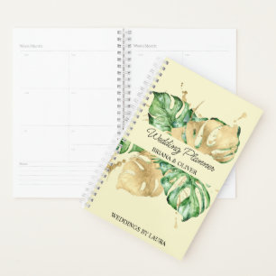 Agenda Casamento Tropical Amarelo Dourado Verde Palm