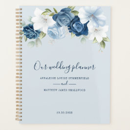 Agenda Casamento Verde Azul Empoeirado Botânico