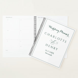 Agenda Casamento Verde e Branco Simples e Minimalista