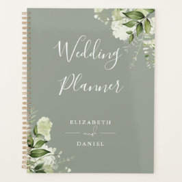 Agenda Casamento Verde Elegante Floral Greenery Sage