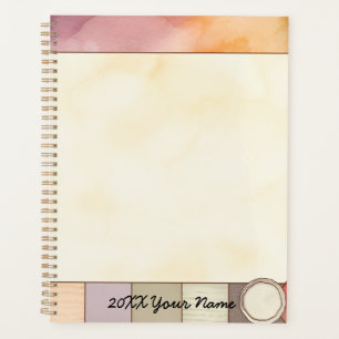 Agenda Castanho e laranja Aquarela