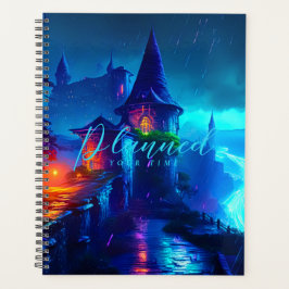 Agenda Castelo de Fantasia Cyberpunk Mágico Neon Noturno