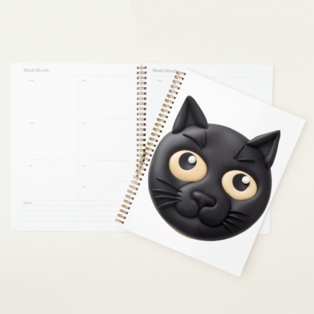 Agenda Cat 3D Preto Inscrito (Exibição)