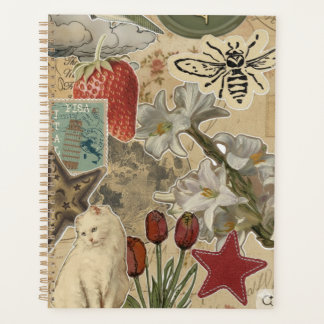 Agenda Cat Floral Collage Pattern – Cute Artistic Design