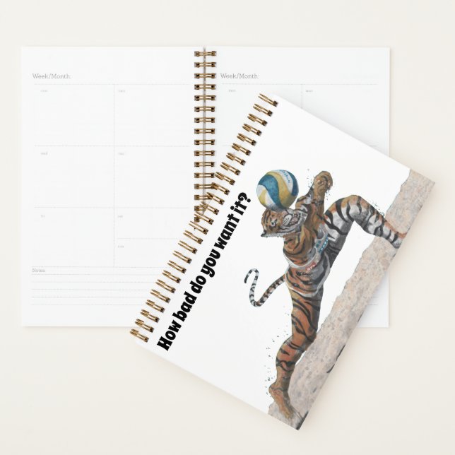 Agenda Cat Warrior Beach Voleibol Art Fantasy Planner (Exibição)