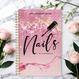 Agenda Catálogo de Compromissos Sparkly do Rosa, Dourado