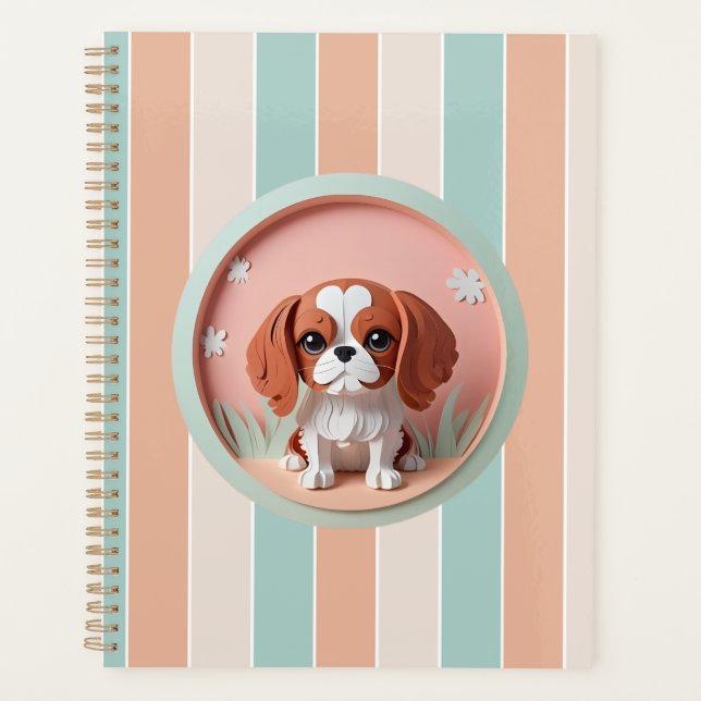 Agenda Cavalier King Charles Pink Pastel Cutando Papel (Frente)