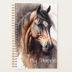 Agenda Cavalo Baio Escuro Aquarela Diário
