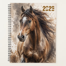 Agenda Cavalo Baio Escuro Correndo Personalizado Diário