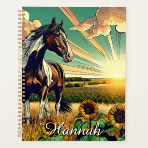 Agenda Cavalo de Pinto em Campo de Girassol Personalizado
