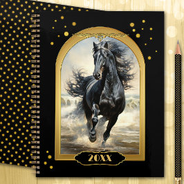 Agenda Cavalo de Praia Dourada Negro