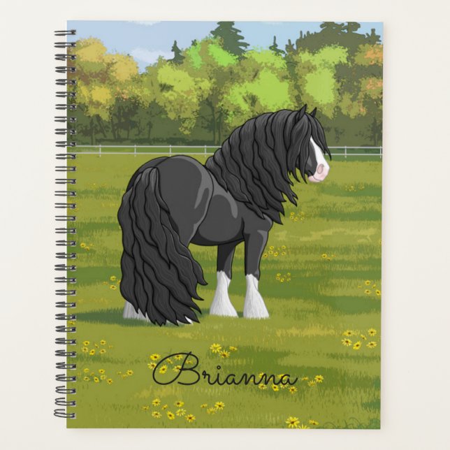 Agenda Cavalo de Rascunho do Vanner Cigano Negro e Branco (Frente)