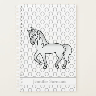 Agenda Cavalo de Trote de Cartoon da cinza e texto person