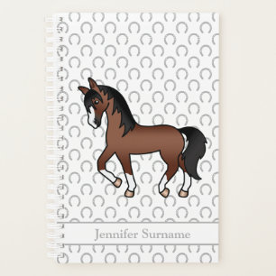 Agenda Cavalo de Trote de Cartoon Marrom e Texto Personal