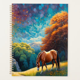 Agenda Cavalo e Flores em um prado colorido