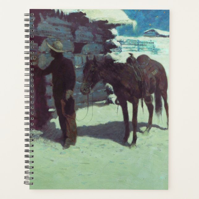 Agenda Cavalo e vaqueiro de inverno neve (Frente)