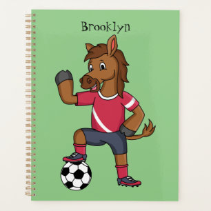 Agenda Cavalo engraçado bonito jogando cartoon de futebo
