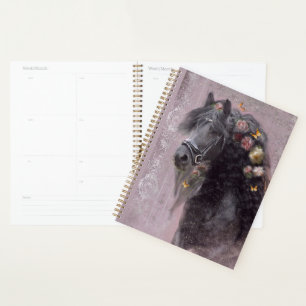 Agenda Cavalo Frísia de Cavalo Negro - Calendário, Planej