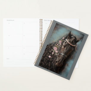 Agenda Cavalo Frísia de Cavalo Negro - Calendário, Planej