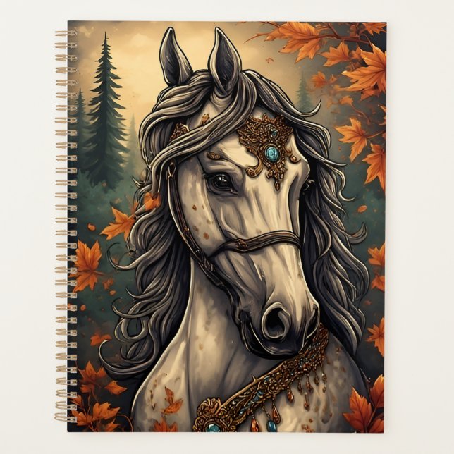 Agenda Cavalo Majestoso Adorado Com Ouro Enjoado (Frente)