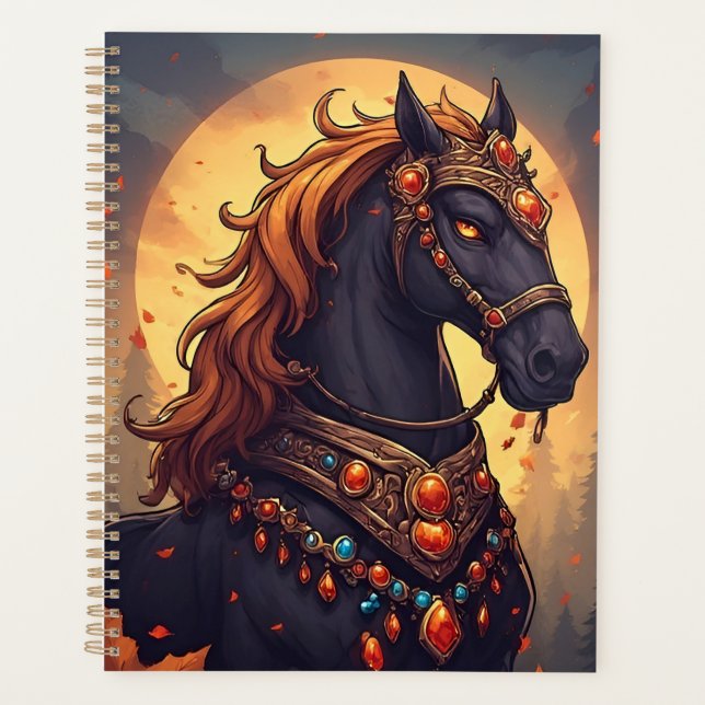 Agenda Cavalo Majestoso Adorado Com Ouro Enjoado (Frente)