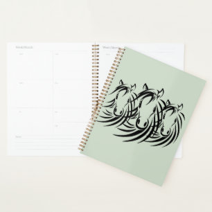 Agenda Cavalo Negro Cabeça em Verde