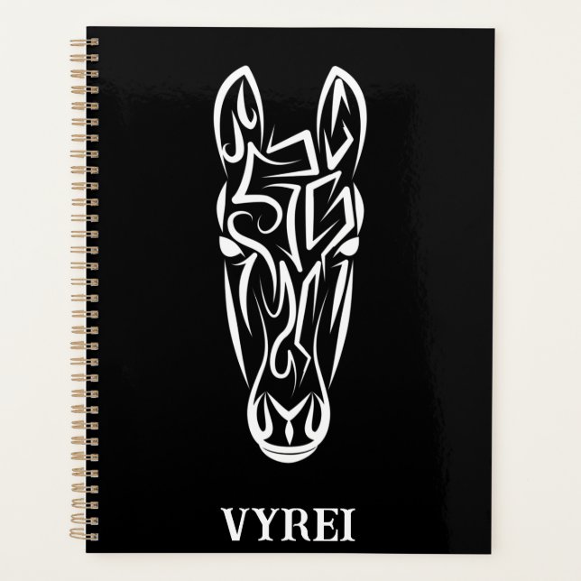 Agenda Cavalo Tribal Negro e Branco (Frente)