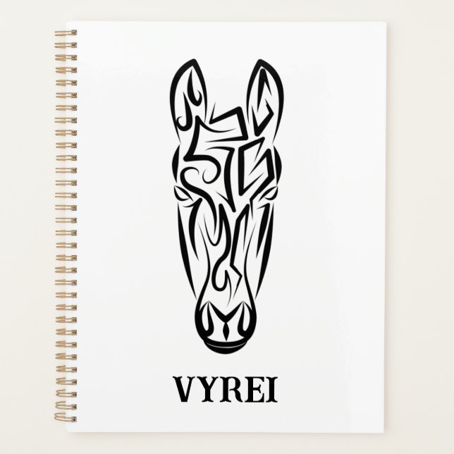 Agenda Cavalo Tribal Negro e Branco (Frente)
