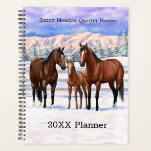 Agenda Cavalos Do Quarto De Baía De Brown Em Neve