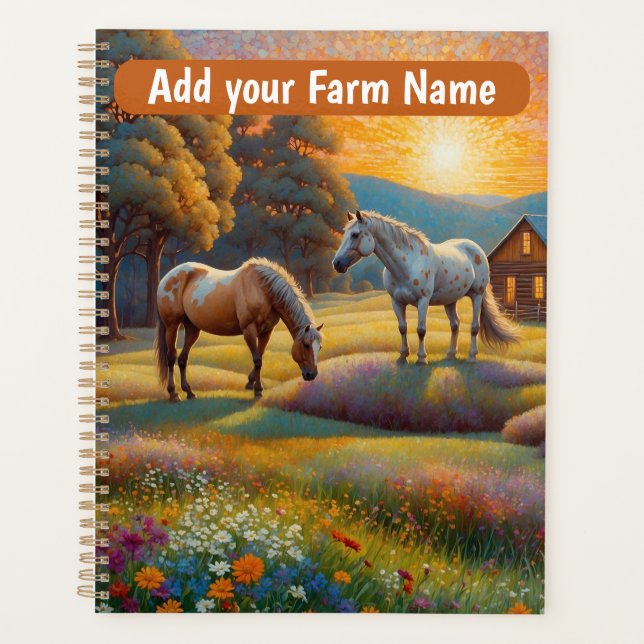 Agenda Cavalos no Prado de Flores Silvestres da Fazenda (Frente)