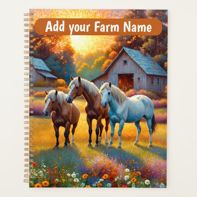 Agenda Cavalos no Prado de Flores Silvestres da Fazenda (Frente)