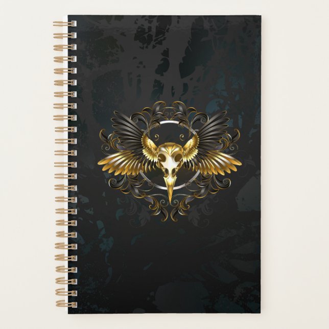 Agenda Caveira de ouro sobre fundo preto (Frente)