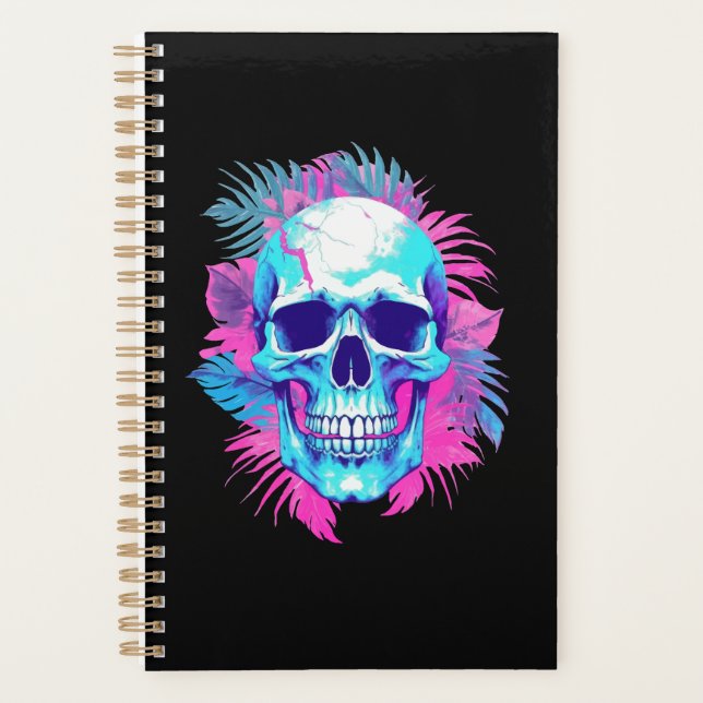 Agenda Caveira Floral em Estilo Vaporwave (Frente)