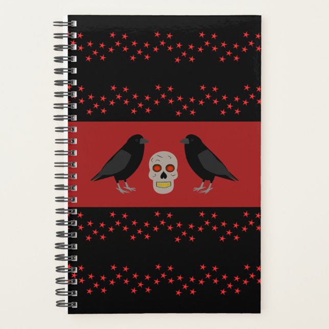Agenda Caveira Gótica e o Guardião Ravens Halloween (Frente)