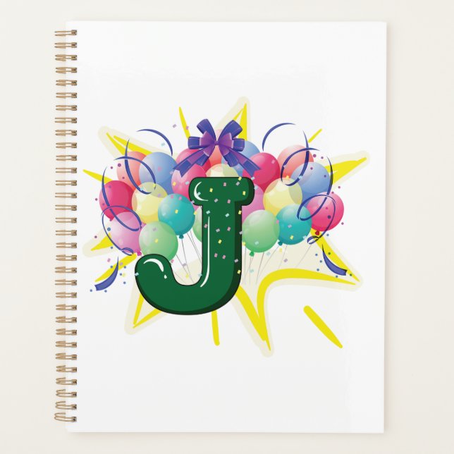 Agenda Celebration Monogram Letter J with Balloons (Frente)