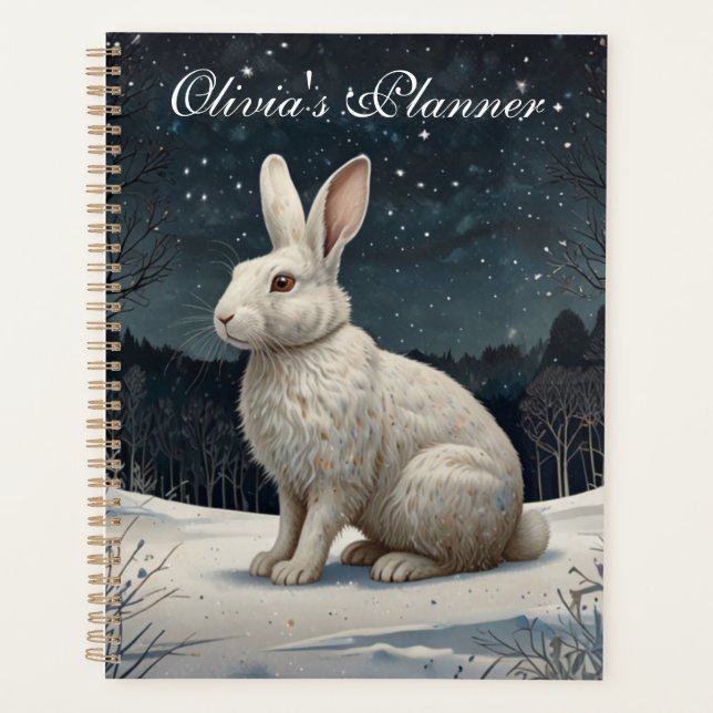 Agenda Celho branco Elegante Floresta de neve de Natal (Frente)