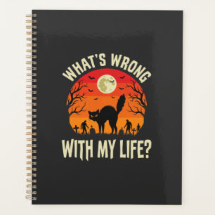 Agenda Cemitério de Gato Preto de Halloween Horror Gráfic