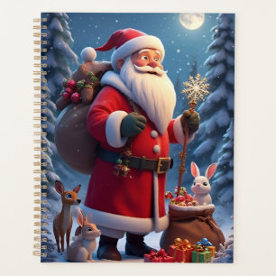 Agenda Cena de natal Santa Claus Holding Snowflake