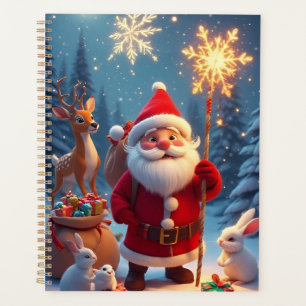 Agenda Cena de natal Santa Claus Holding Snowflake