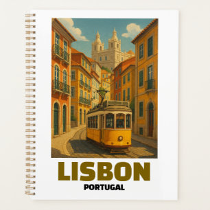 Agenda Cena de Rua de Bonde Retrô Lisboa Portugal Vintage