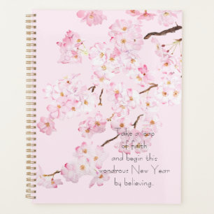 Agenda cereja rosa flor flores pintadas à mão