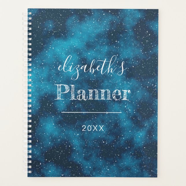 Agenda Céu Noturno Estrelado Personalizado Azul 2024 (Frente)