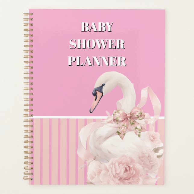 Agenda Chá de Bebê Menina com Laço Rosa (Frente)