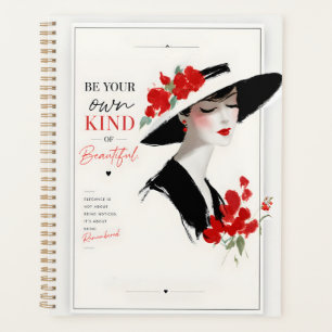 Agenda Chapéu Floral Vermelho Elegante Moda