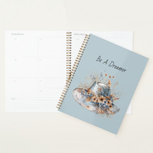 Agenda Chapeu Sonhador Floral Creme Azul